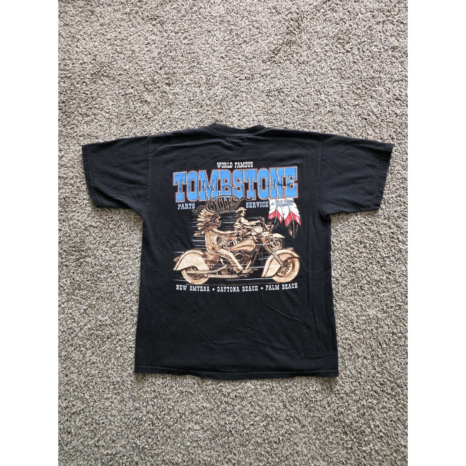 Vintage 90's World Famous Tombstone Cycles T-Shirt L Daytona Beach Harley